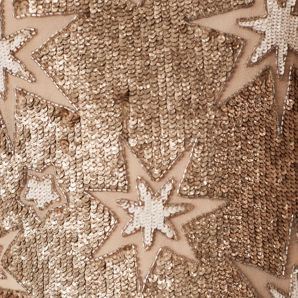 BHLDN Versau Dress - Champagne Beaded & Sequin Star Mini - Sz 0 - Picture 5 of 12